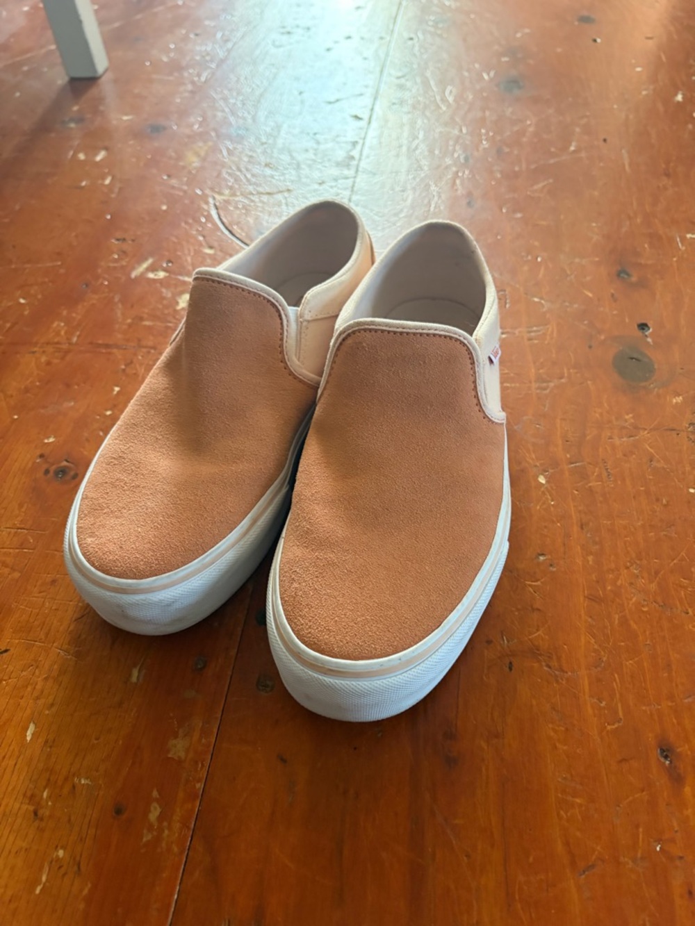 Vans Slip-On Sneakers in Peach and White